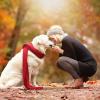 Best friends of girl and cute white dog